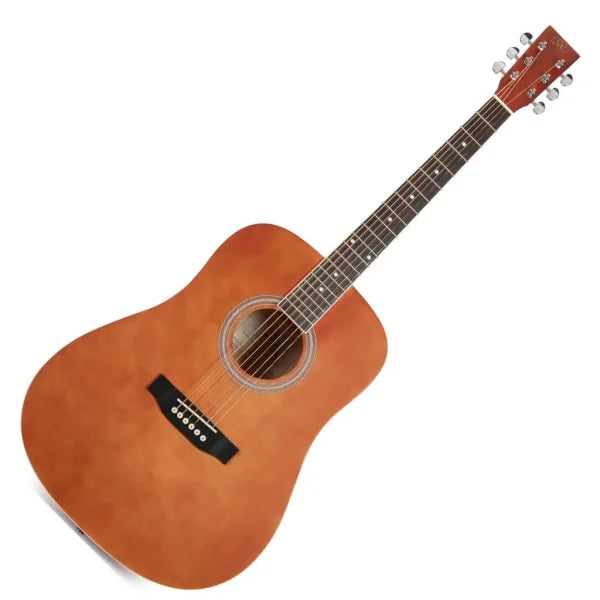 SX SD104 Dreadnought Acoustic Guitar – Brown detail image 4