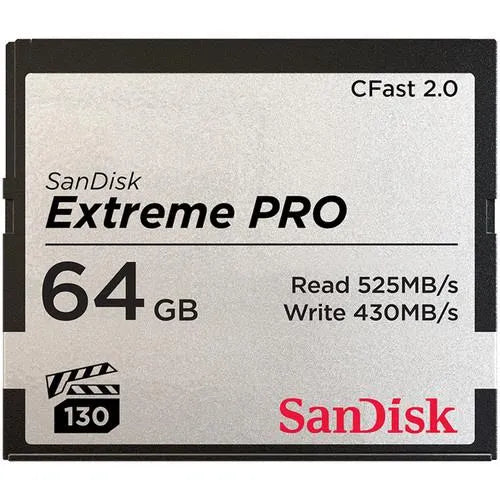 SanDisk 64GB Extreme PRO CFast 2.0 Memory Card (525MB/s Read, 430MB/s Write) - SanDisk - VisionSounds South Africa