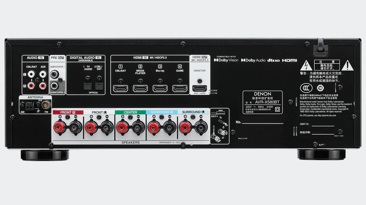 Denon AVR-X580BT 5.2 Channel AV Receiver - View 3