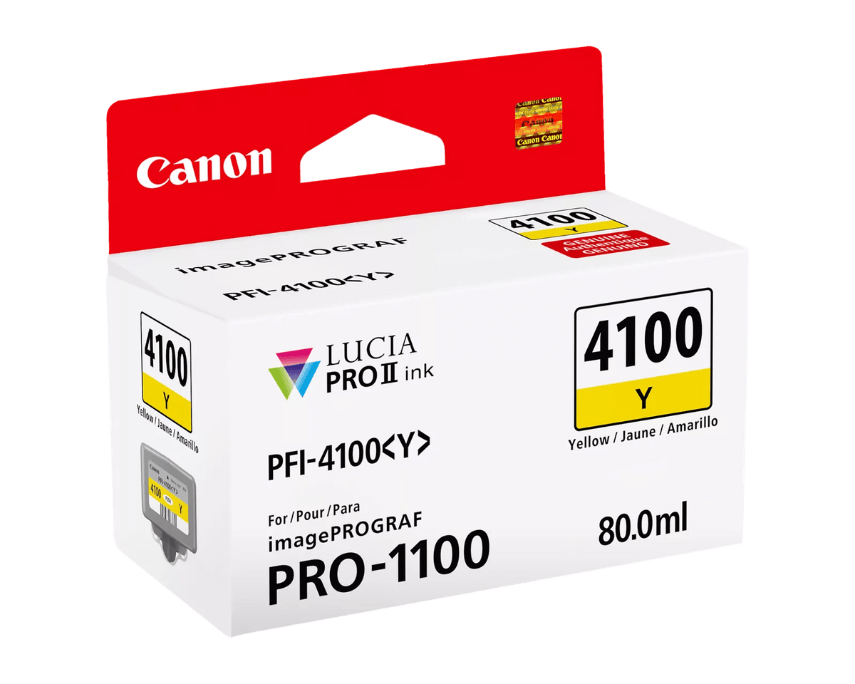 Canon PFI-4100 Yellow Pigment Ink Tank (80mL) [for Prograf Pro 1100 Printer] product image 2
