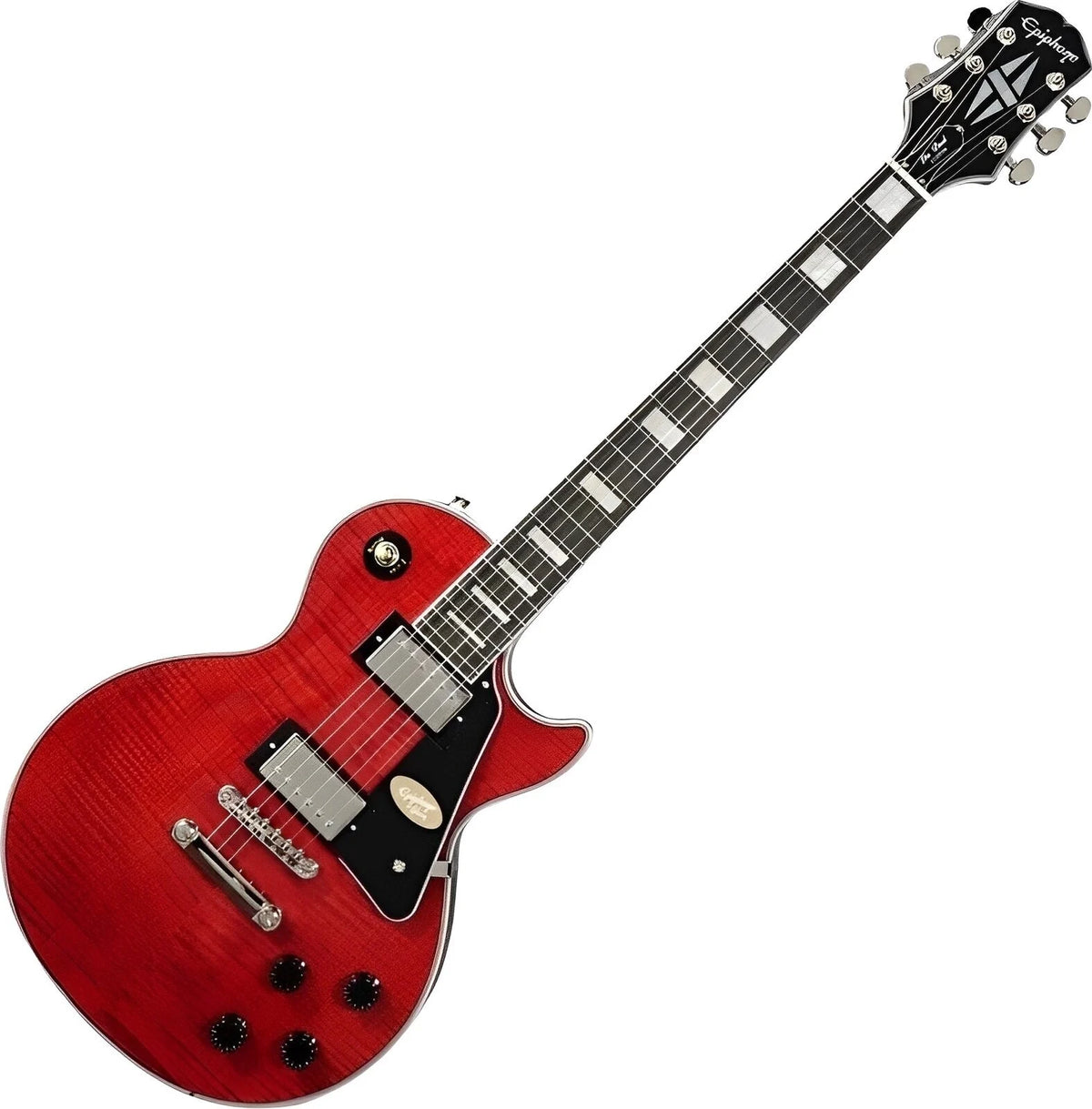 Epiphone Les Paul Custom Figured Electric Guitar – Transparent Red detail image 2
