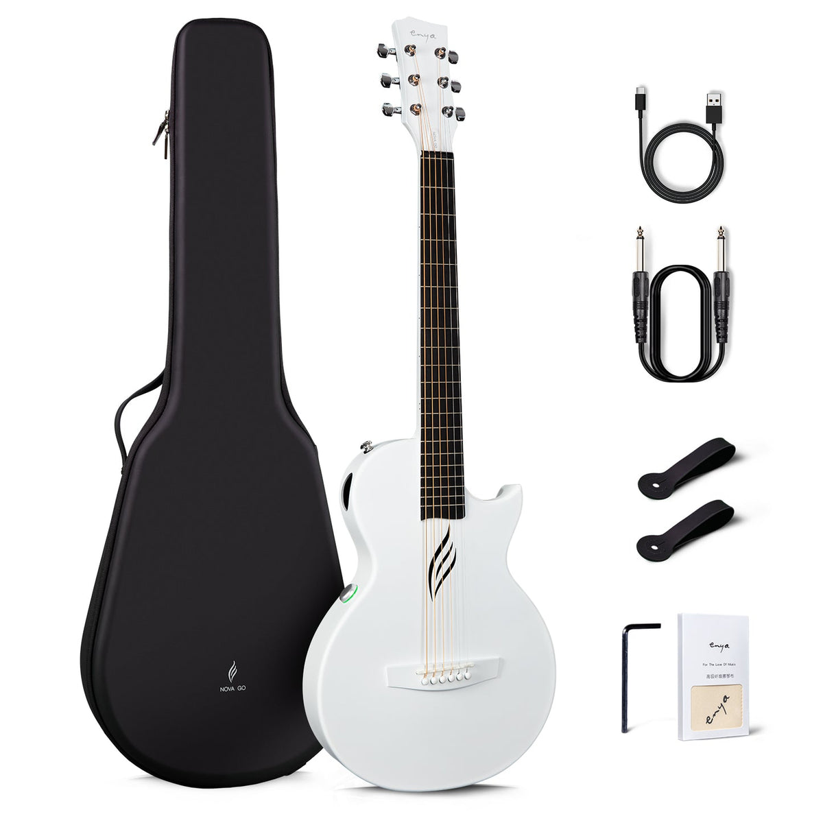 Enya Nova Go SP1 Carbon Fibre Electro-Acoustic Guitar - White detail image 7