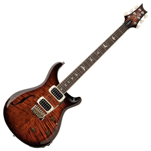 PRS SE Custom 24 Semi-Hollow Piezo Electric Guitar - Orange Tiger Smokeburst detail image 8