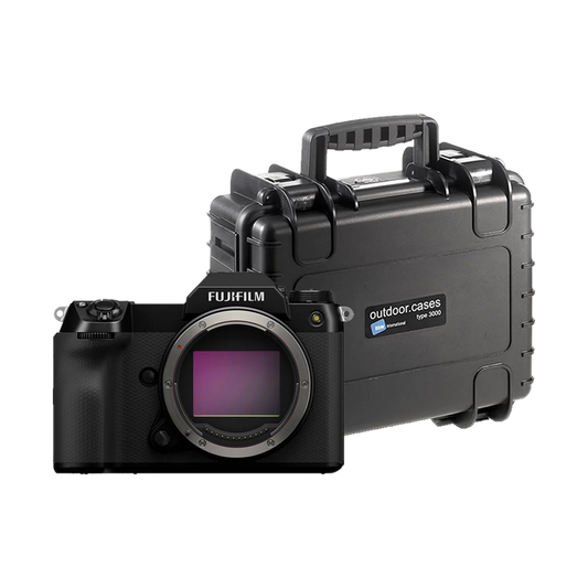 Fujifilm GFX 100S II Medium Format Mirrorless Camera with B&W International Type 3000 Outdoor Hard Case with Dividers (Black)